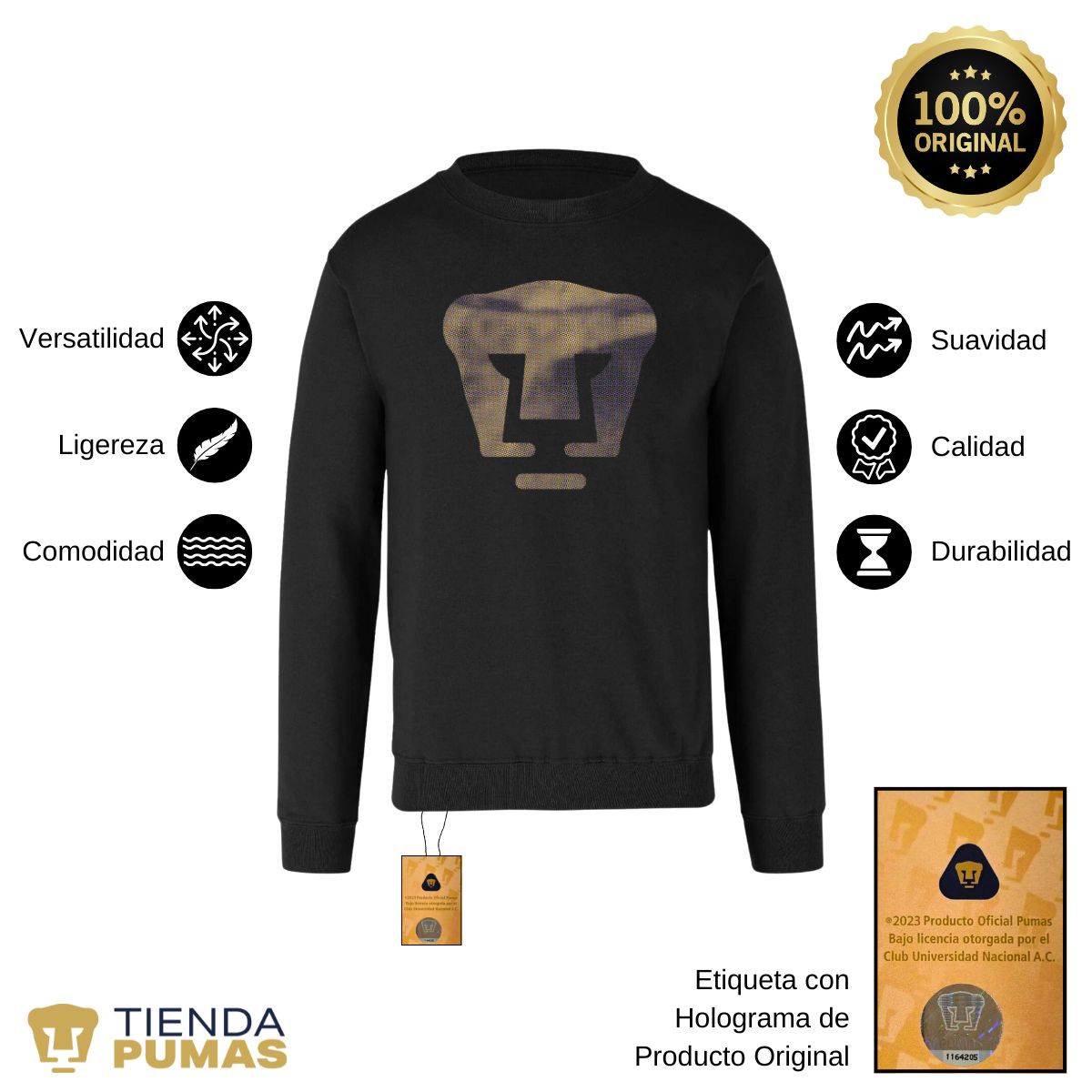 Sudadera Hombre Pumas UNAM Logo fusión