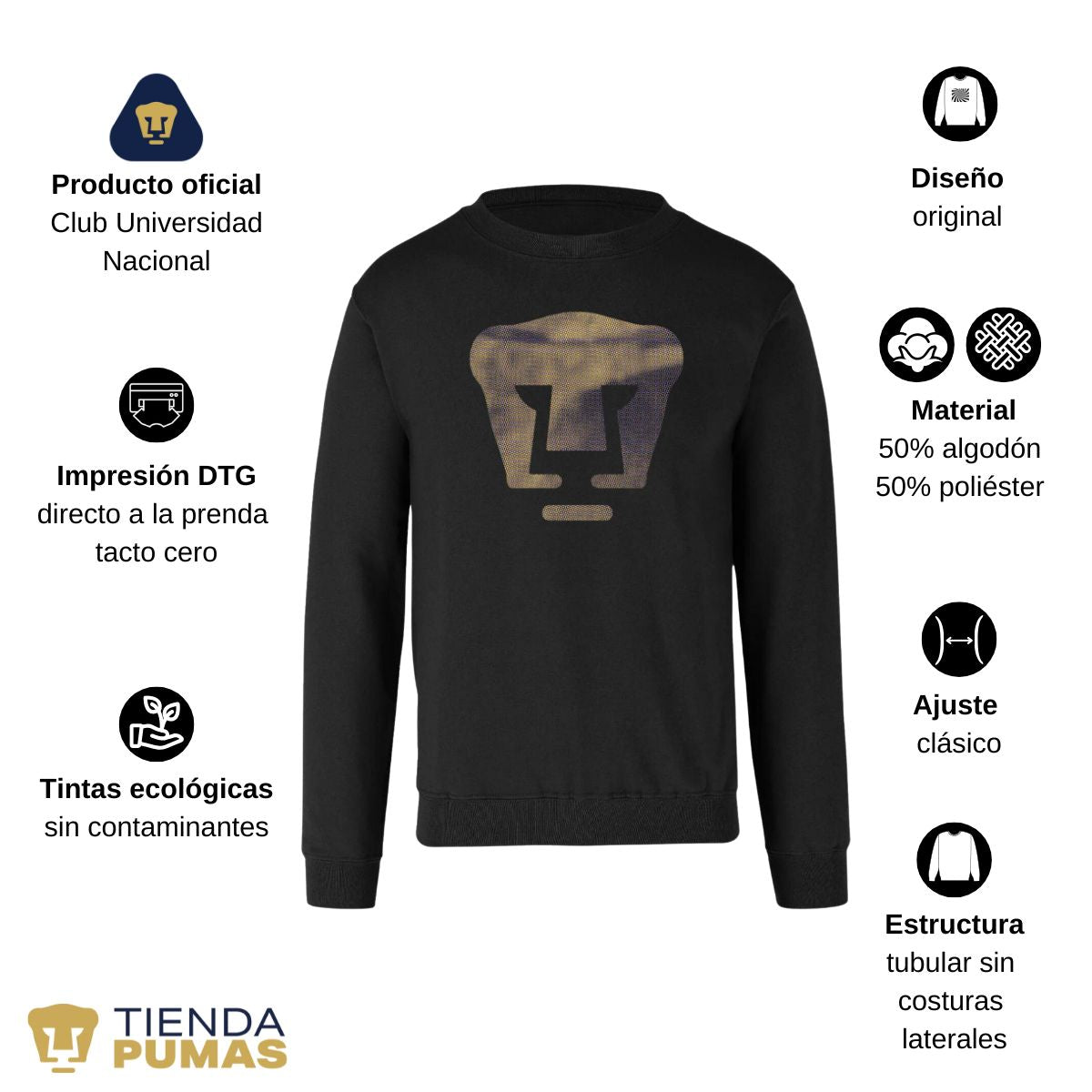 Sudadera Hombre Pumas UNAM Logo fusión