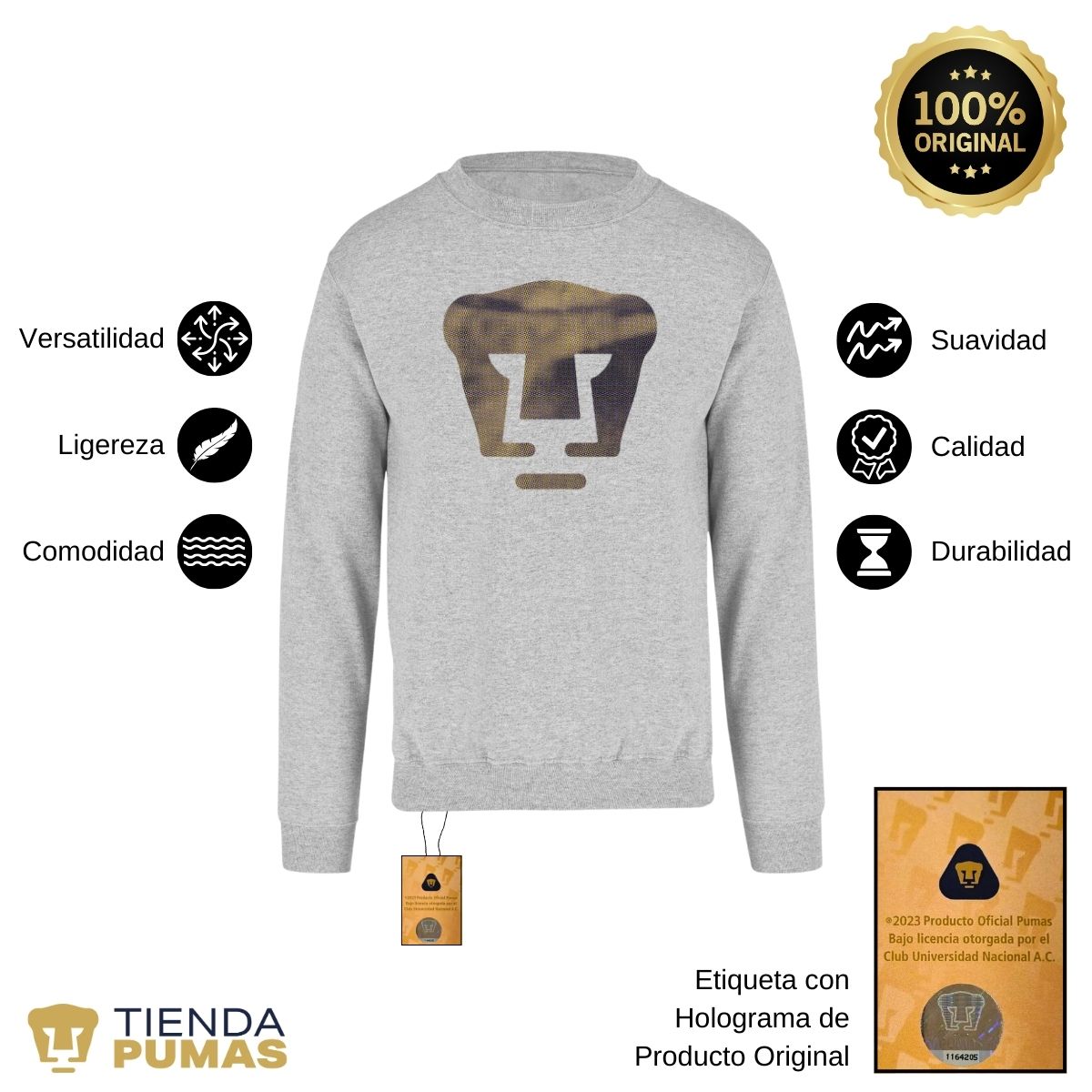 Sudadera Hombre Pumas UNAM Logo fusión