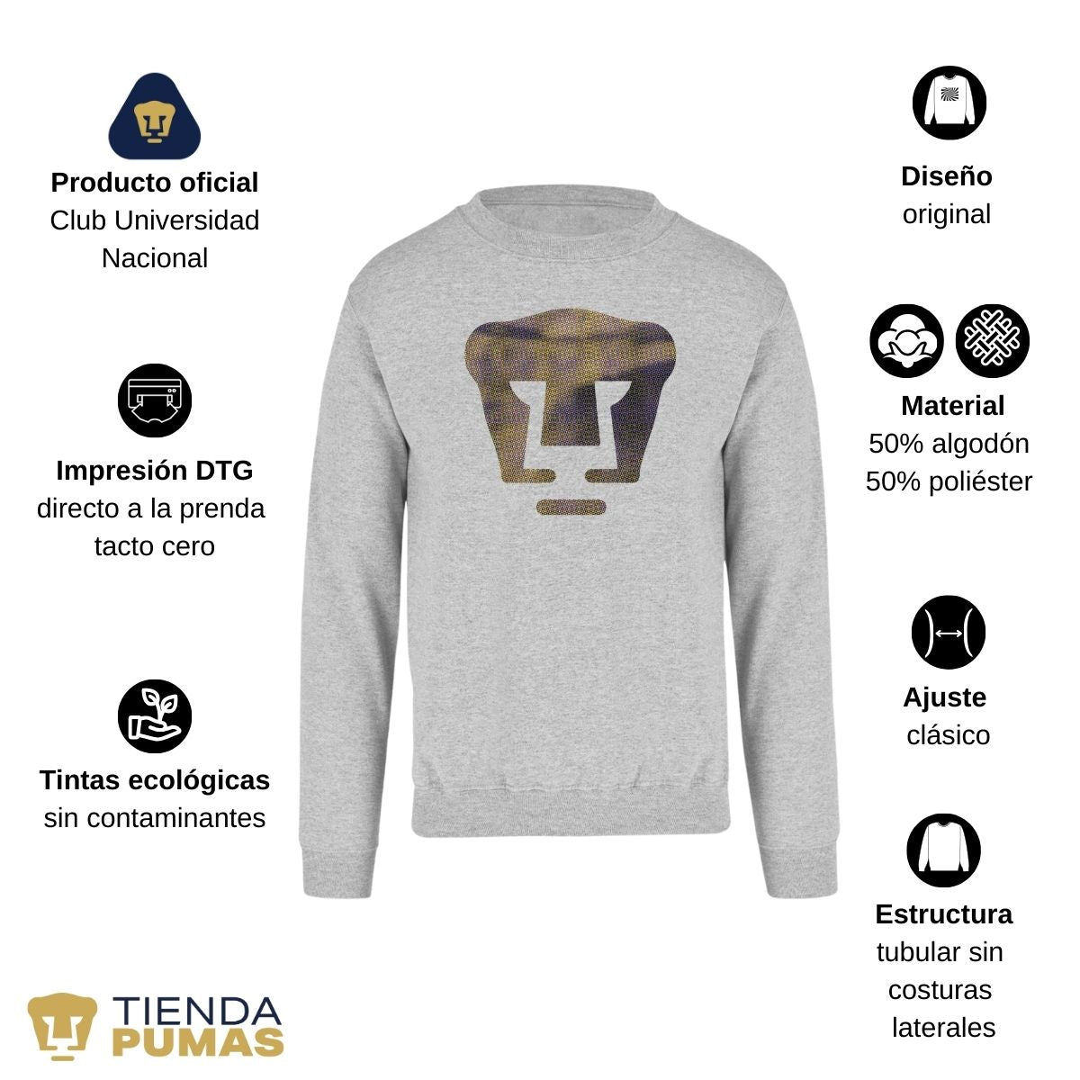 Sudadera Hombre Pumas UNAM Logo fusión