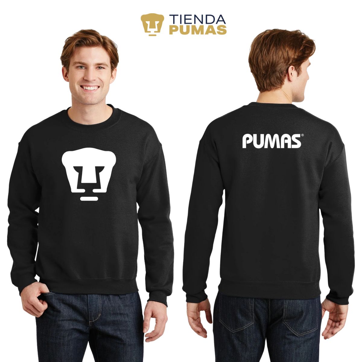 Sudadera Hombre Pumas UNAM Logo Monocromático Vinil