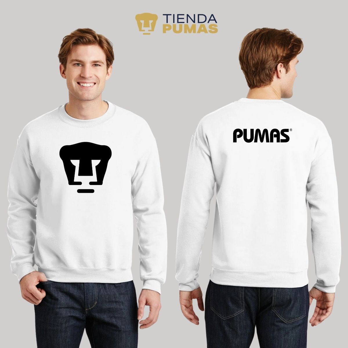 Sudadera Hombre Pumas UNAM Logo Monocromático Vinil