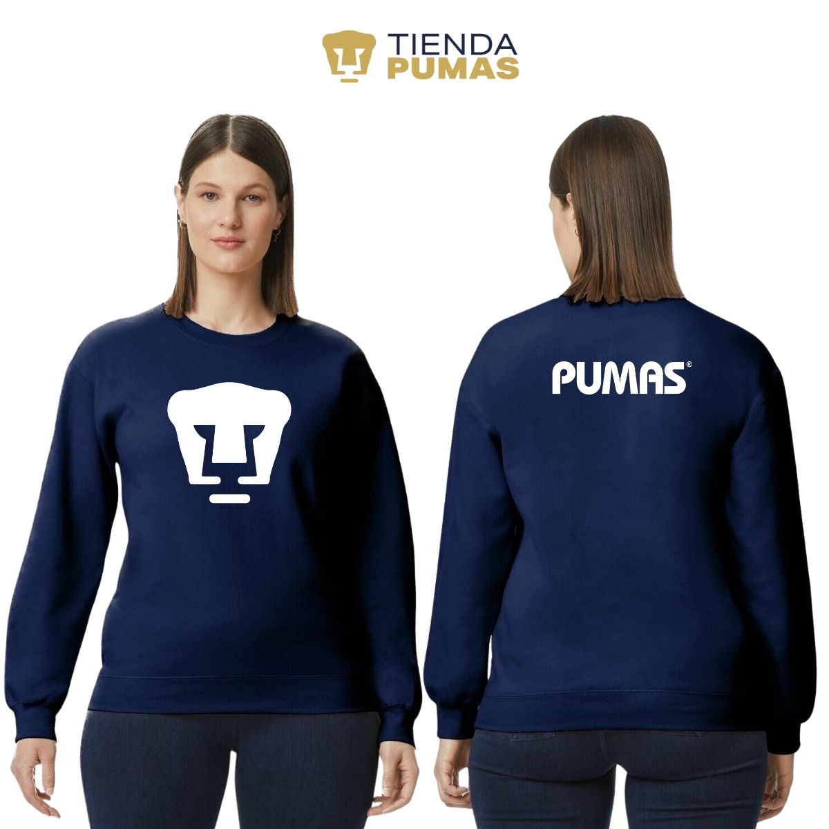 Sudadera Mujer Pumas UNAM Logo Monocromático Vinil