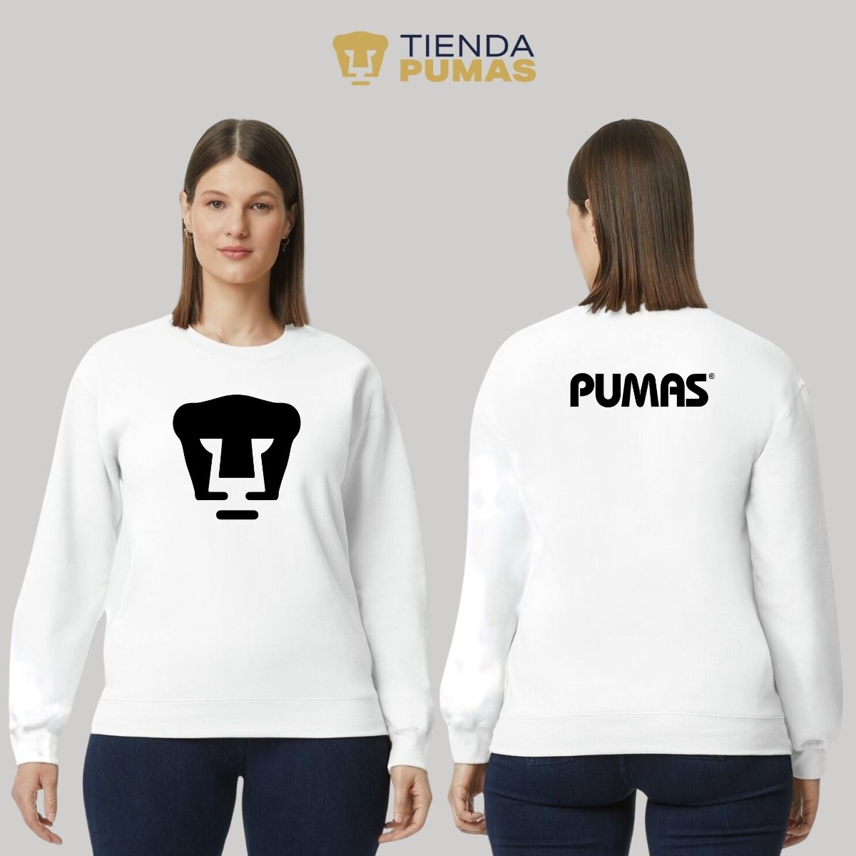 Sudadera Mujer Pumas UNAM Logo Monocromático Vinil