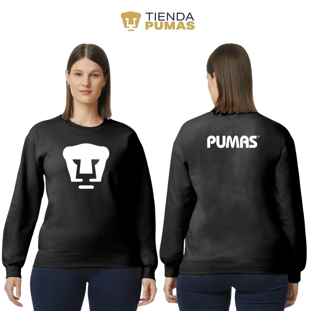 Sudadera Mujer Pumas UNAM Logo Monocromático Vinil