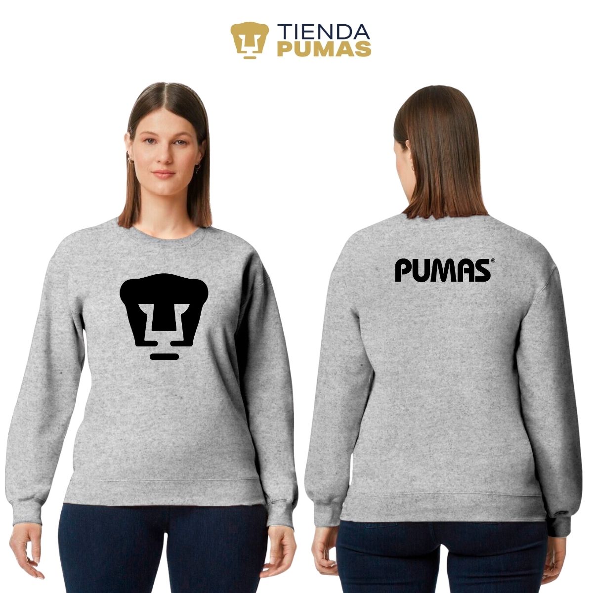 Sudadera Mujer Pumas UNAM Logo Monocromático Vinil