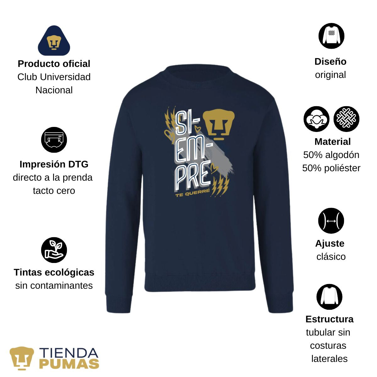 Sudadera Hombre Pumas UNAM Siempre te querré