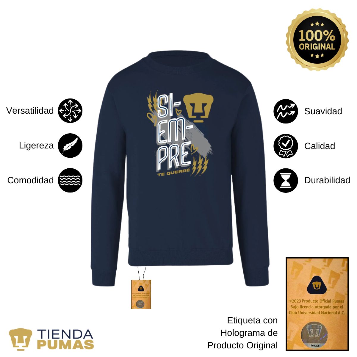 Sudadera Mujer Pumas UNAM Siempre te querré