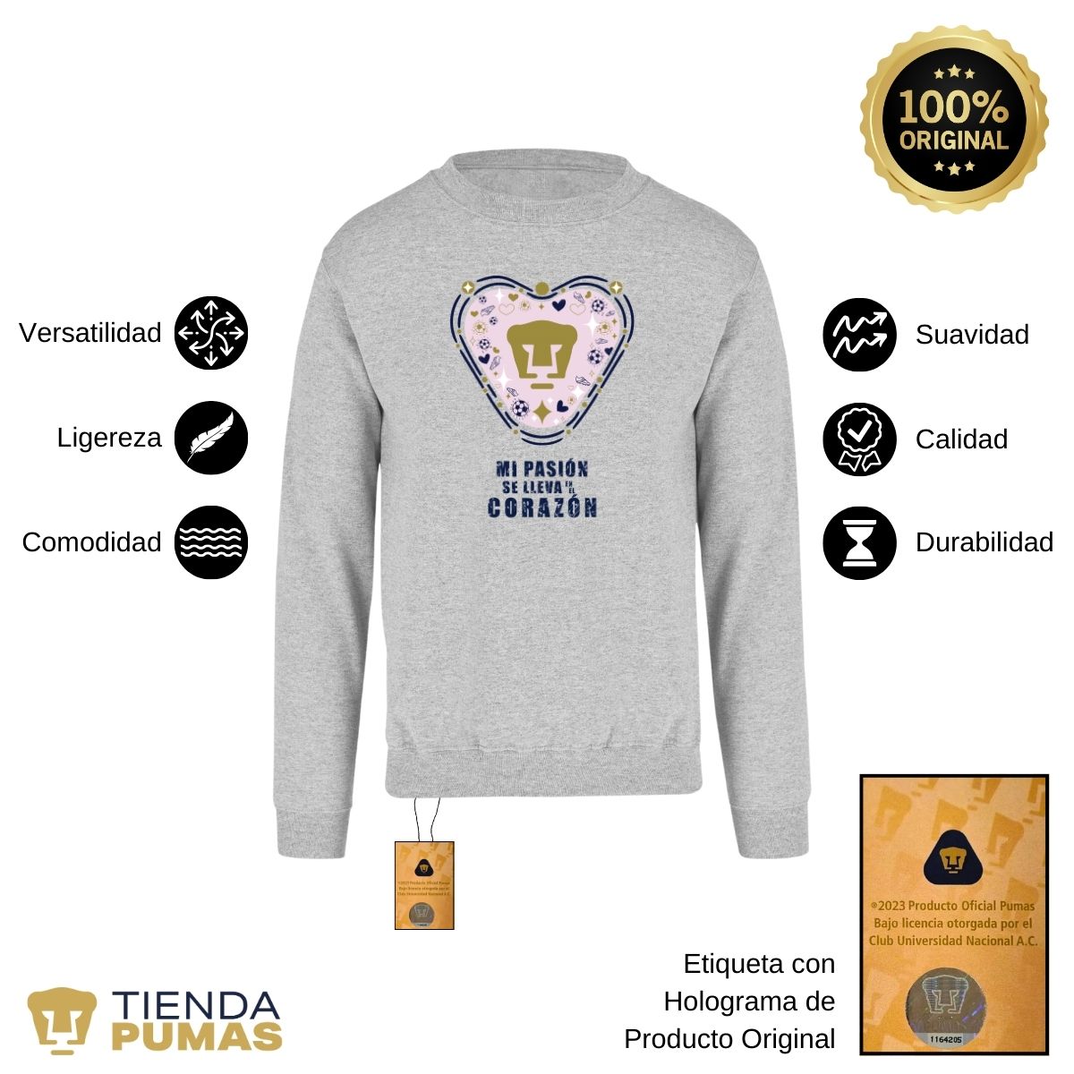 Sudadera Hombre Pumas UNAM Mi pasión