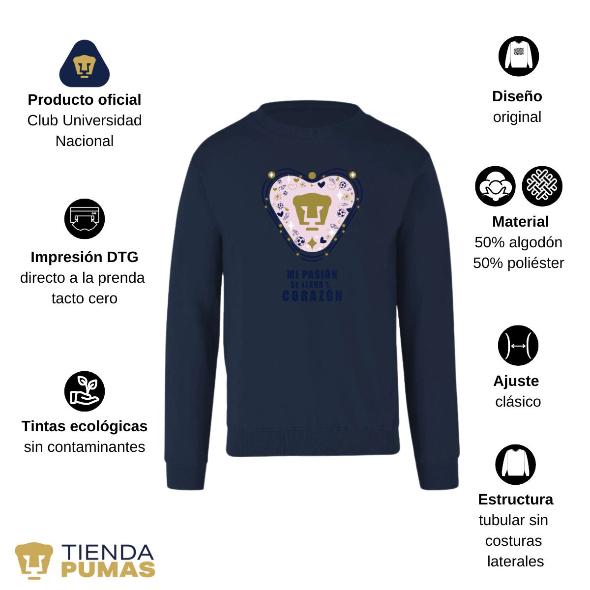 Sudadera Mujer Pumas UNAM Mi pasión