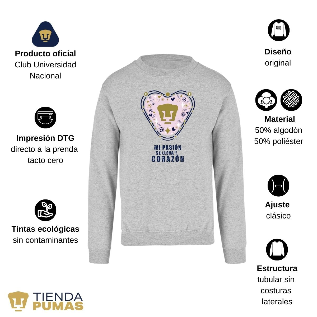 Sudadera Mujer Pumas UNAM Mi pasión