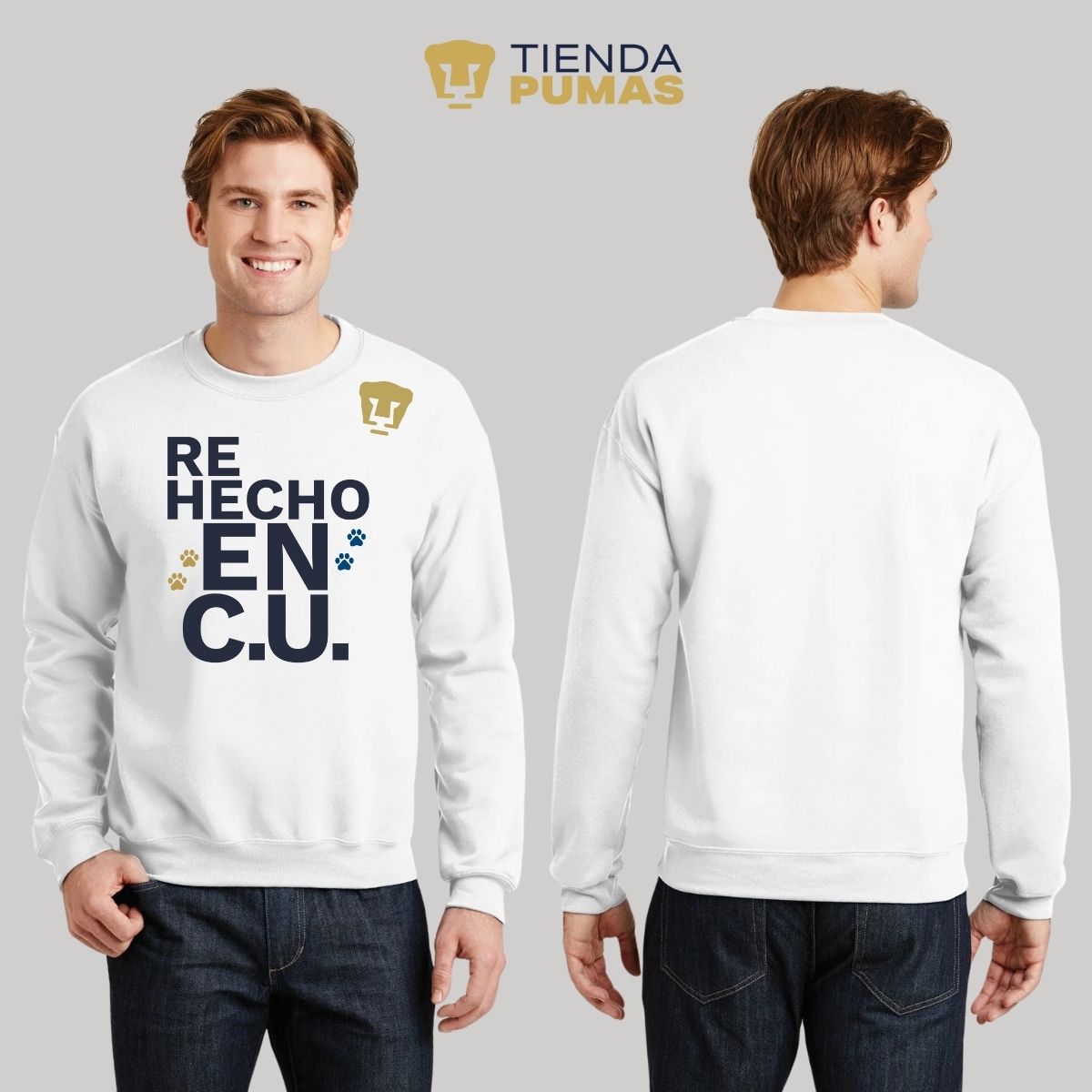 Sudadera Hombre Pumas UNAM Re Hecho en C.U. DTG-Vinil