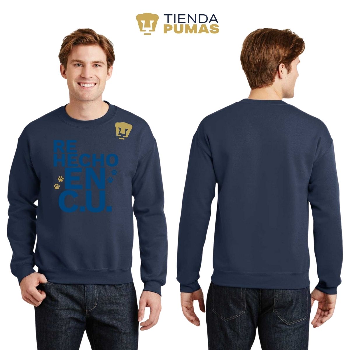 Sudadera Hombre Pumas UNAM Re Hecho en C.U. DTG-Vinil