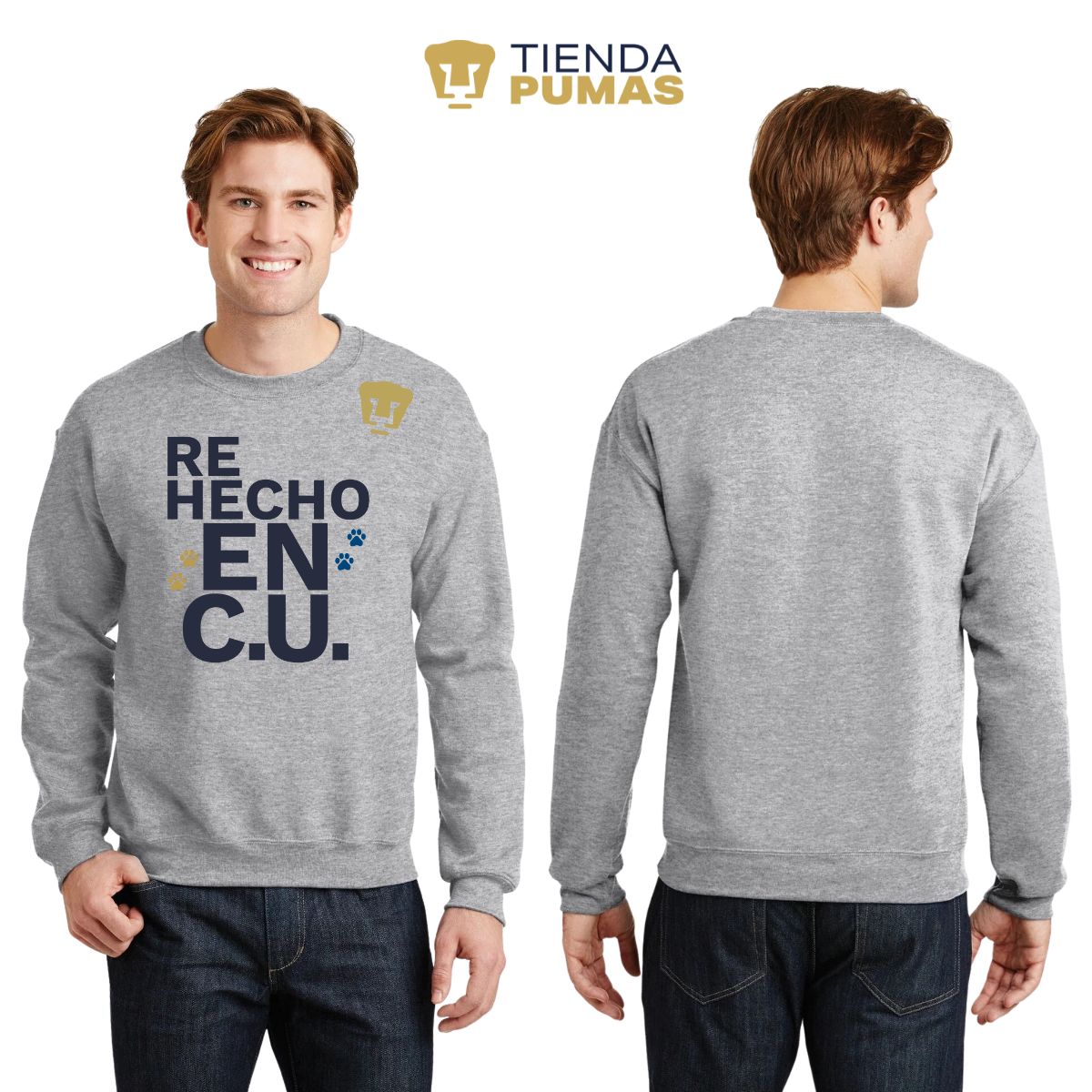 Sudadera Hombre Pumas UNAM Re Hecho en C.U. DTG-Vinil