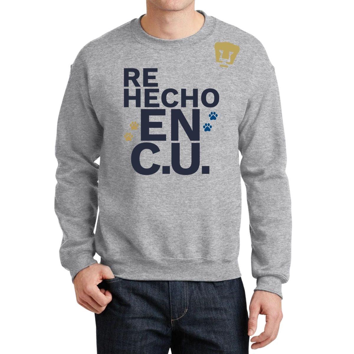 Sudadera Hombre Pumas UNAM Re Hecho en C.U. DTG-Vinil