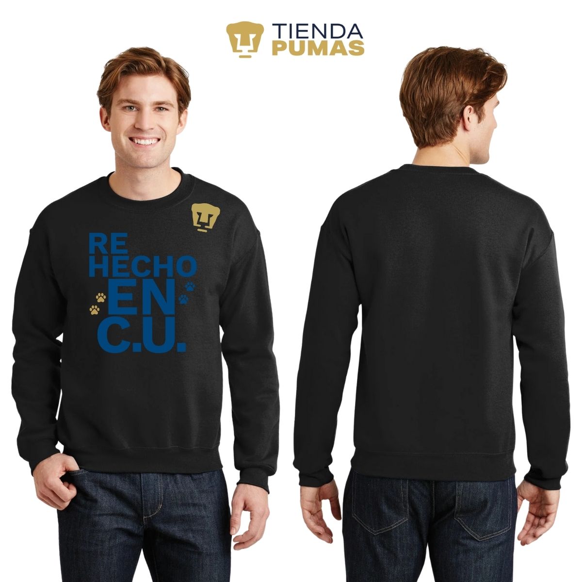 Sudadera Hombre Pumas UNAM Re Hecho en C.U. DTG-Vinil