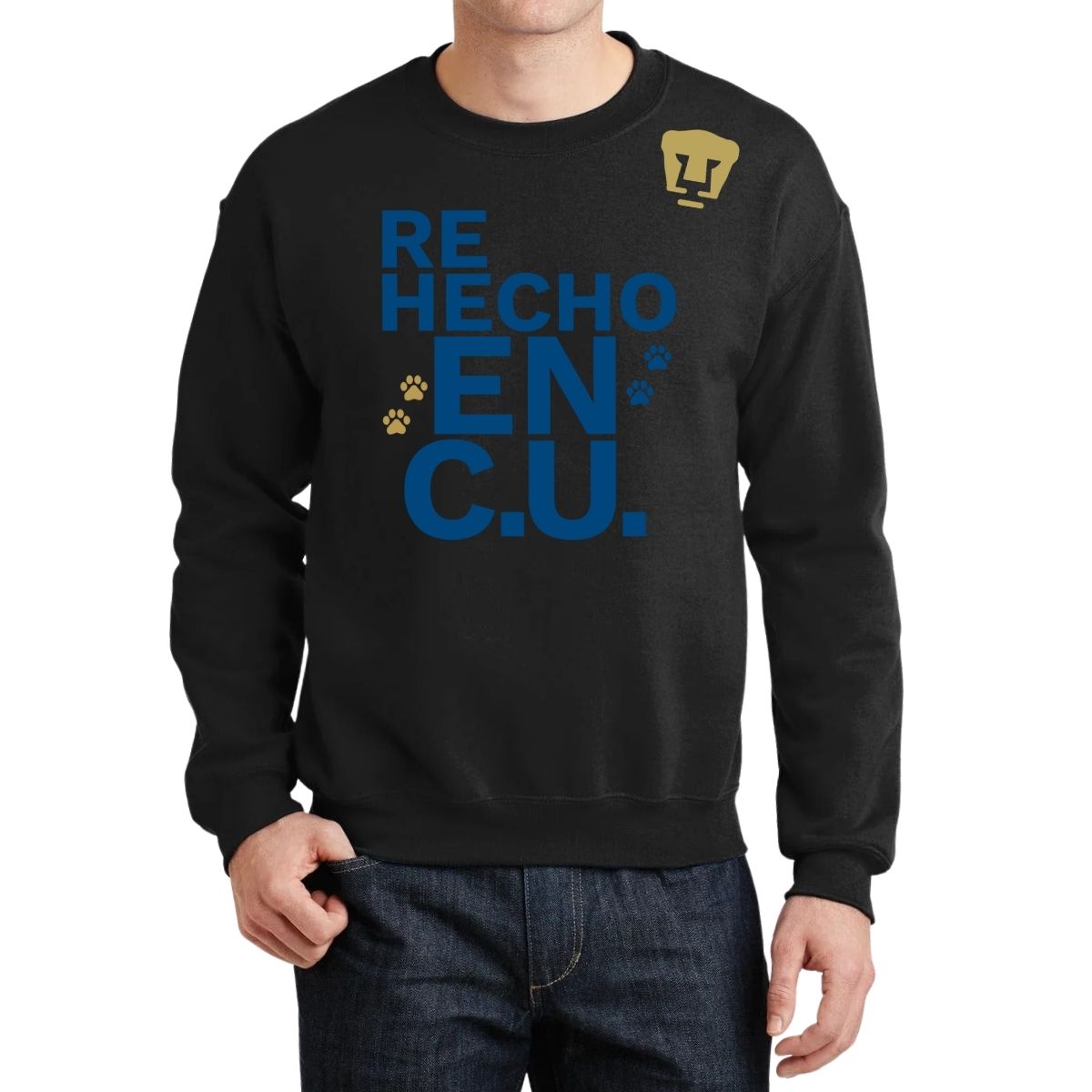 Sudadera Hombre Pumas UNAM Re Hecho en C.U. DTG-Vinil