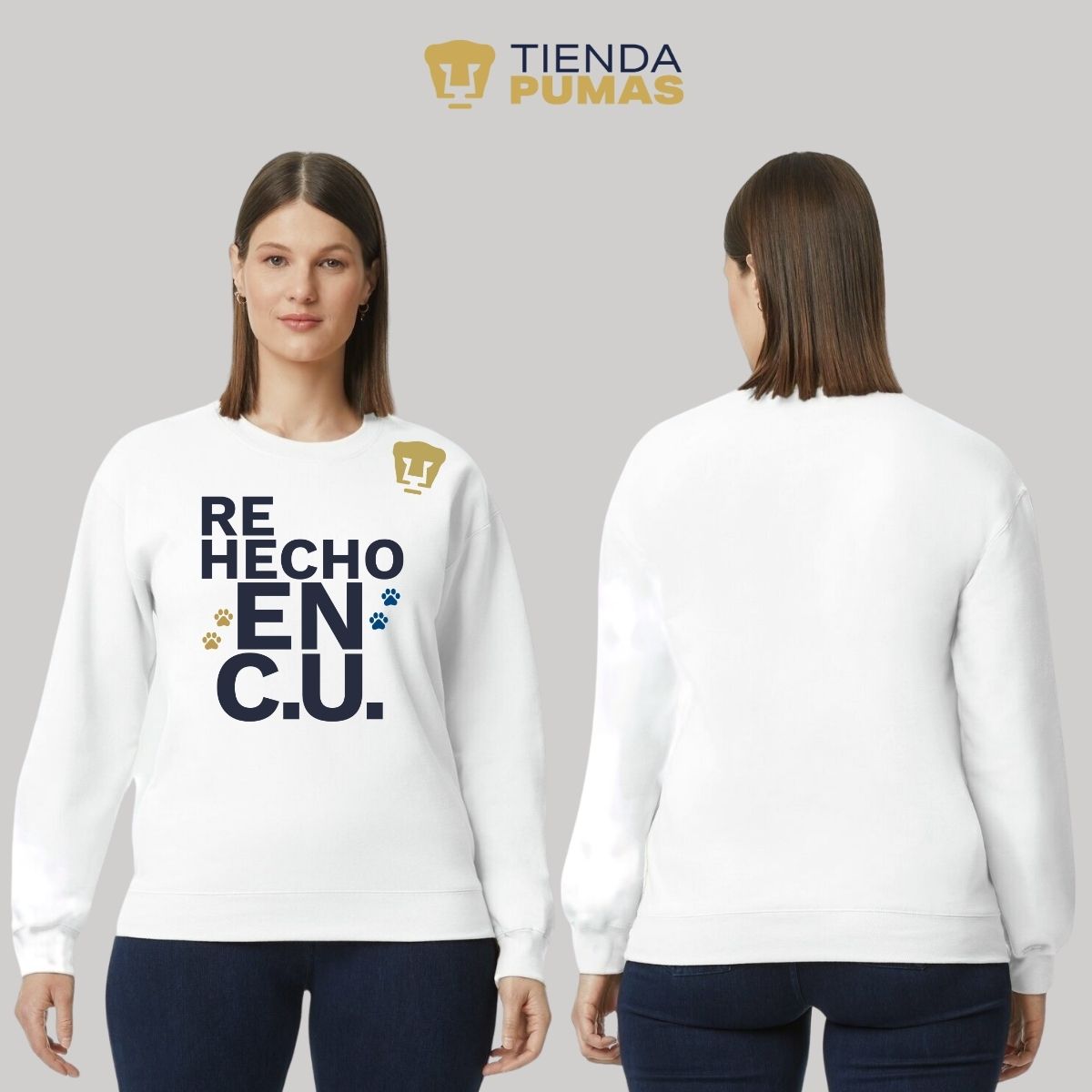 Sudadera Mujer Pumas UNAM Re Hecho en C.U. DTG-Vinil