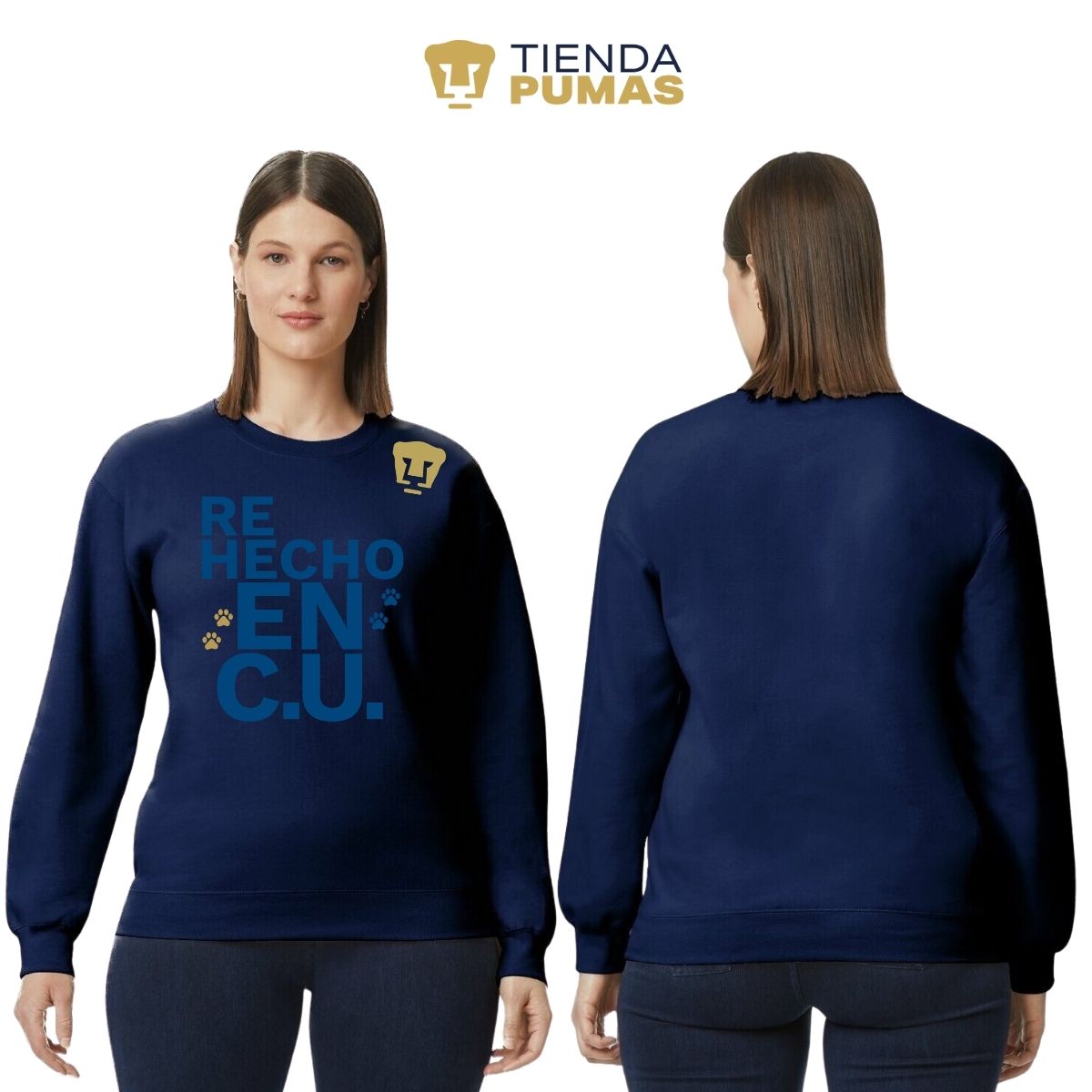 Sudadera Mujer Pumas UNAM Re Hecho en C.U. DTG-Vinil