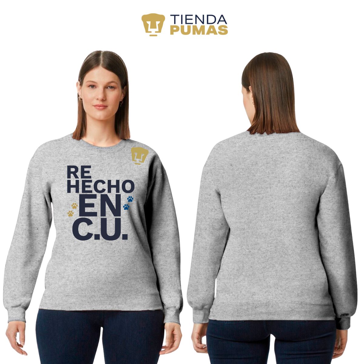 Sudadera Mujer Pumas UNAM Re Hecho en C.U. DTG-Vinil