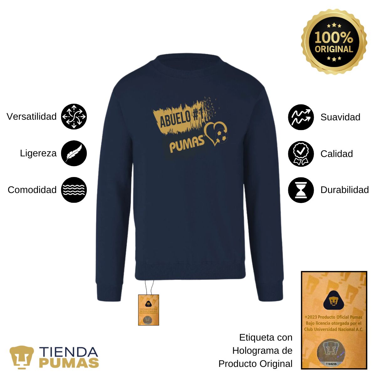 Sudadera Hombre Pumas UNAM Abuelo No 1