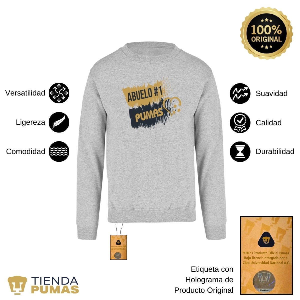 Sudadera Hombre Pumas UNAM Abuelo No 1