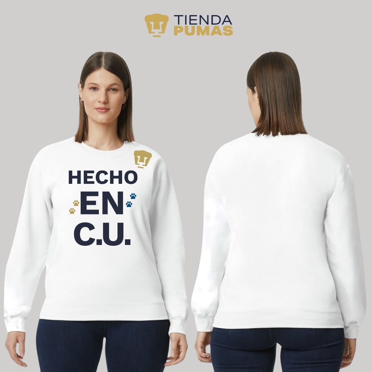 Sudadera Mujer Pumas UNAM Hecho en C.U. DTG-Vinil