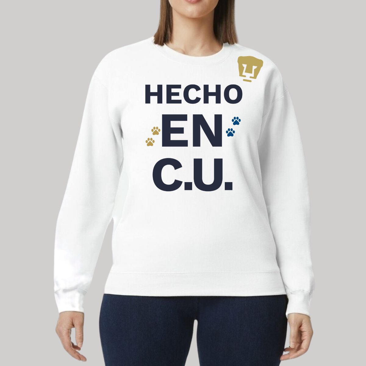 Sudadera Mujer Pumas UNAM Hecho en C.U. DTG-Vinil