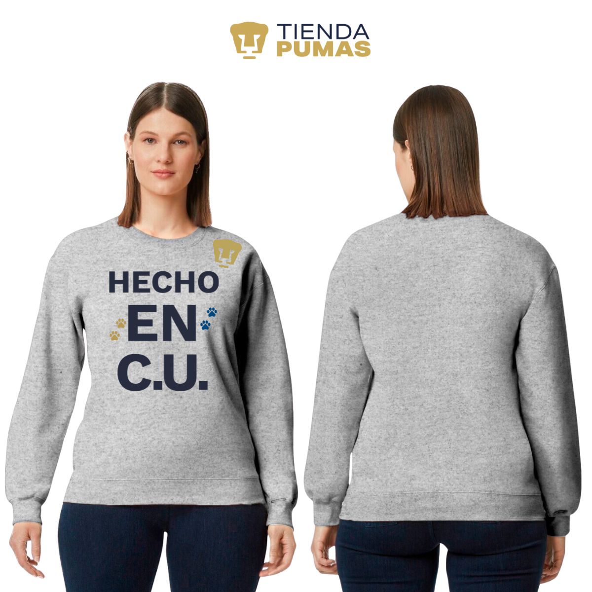 Sudadera Mujer Pumas UNAM Hecho en C.U. DTG-Vinil