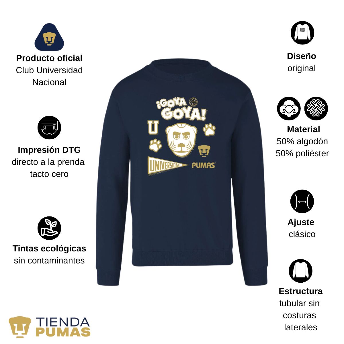 Sudadera Unisex Pumas UNAM Goyo Universidad