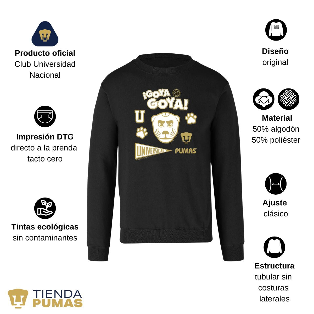 Sudadera Unisex Pumas UNAM Goyo Universidad