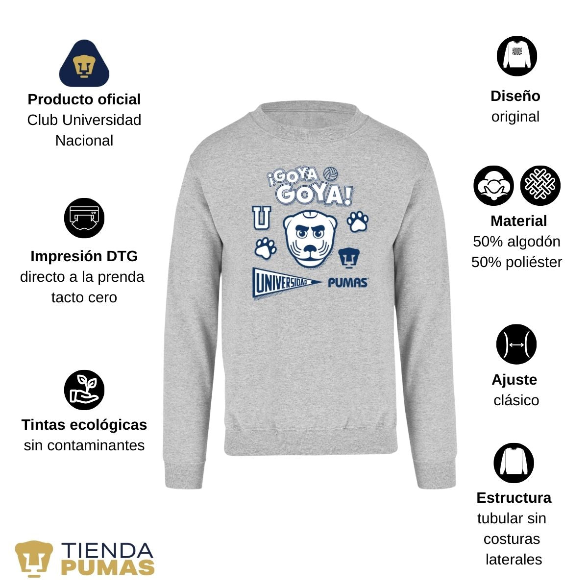 Sudadera Unisex Pumas UNAM Goyo Universidad