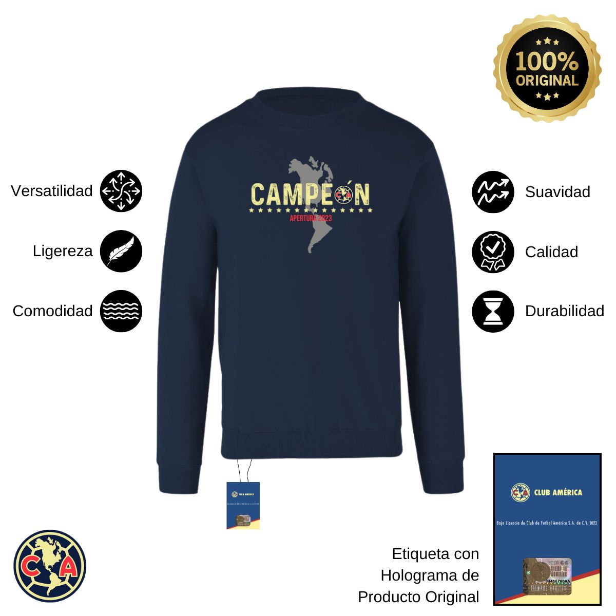 Sudadera Hombre América Campeón AP 2023