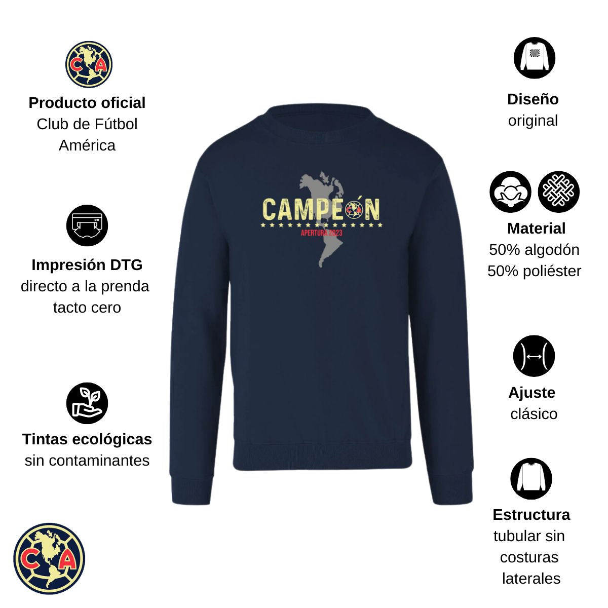 Sudadera Hombre América Campeón AP 2023