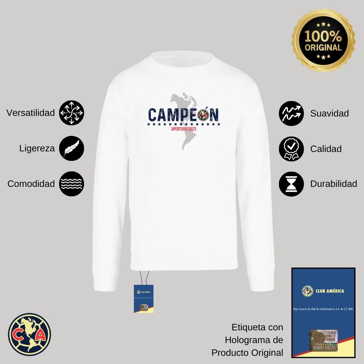 Sudadera Hombre América Campeón AP 2023