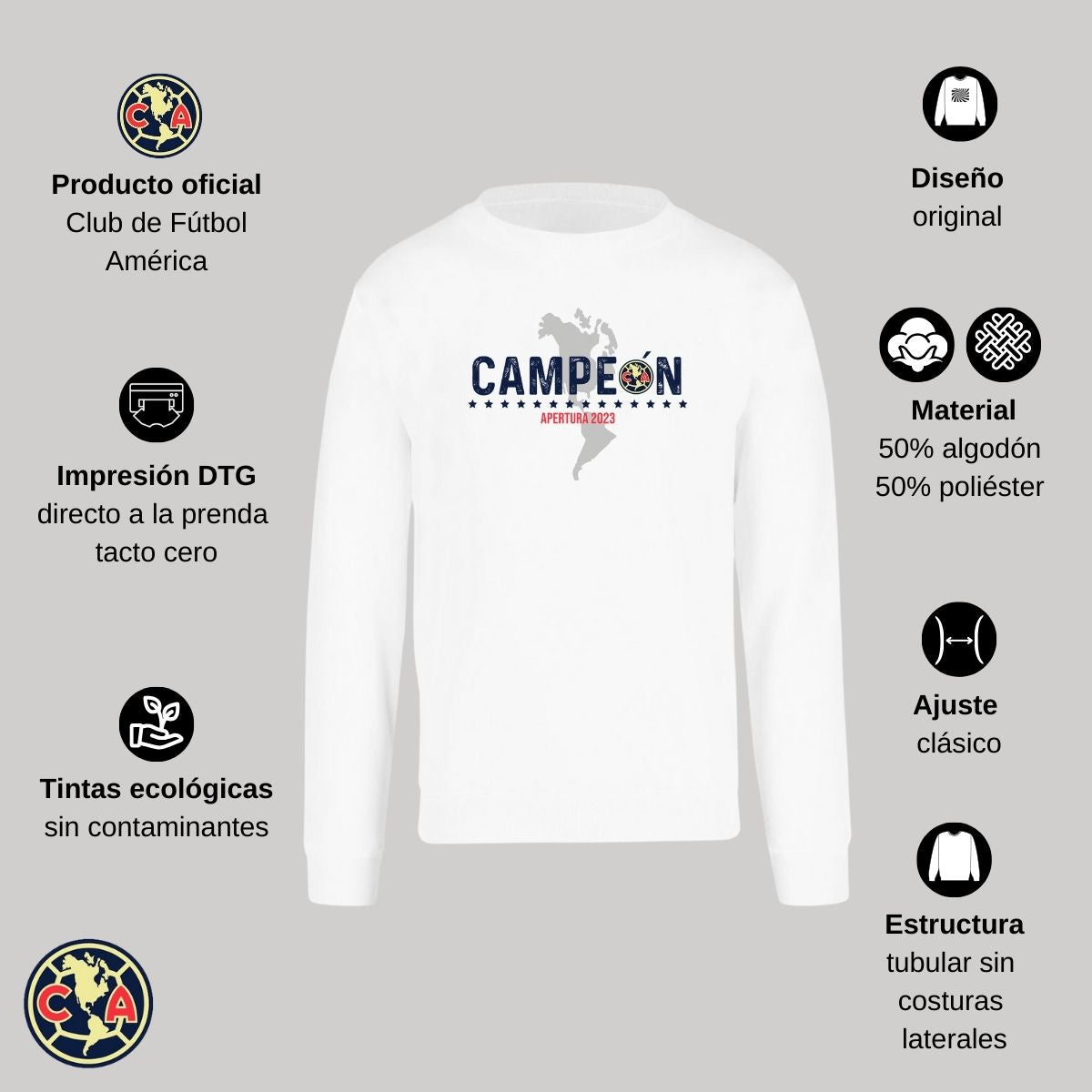 Sudadera Hombre América Campeón AP 2023