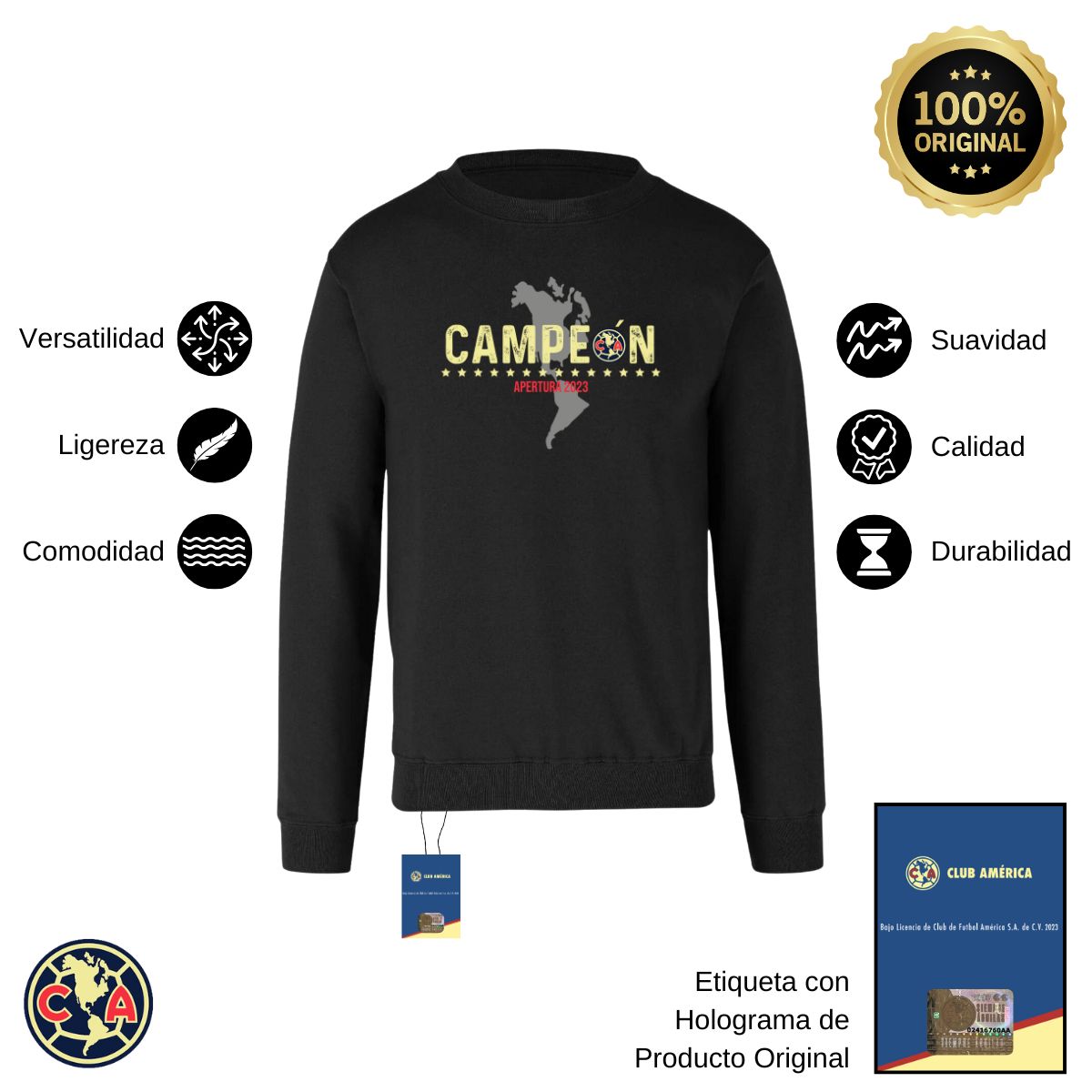 Sudadera Hombre América Campeón AP 2023