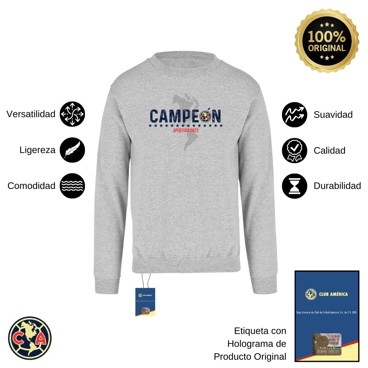 Sudadera Hombre América Campeón AP 2023