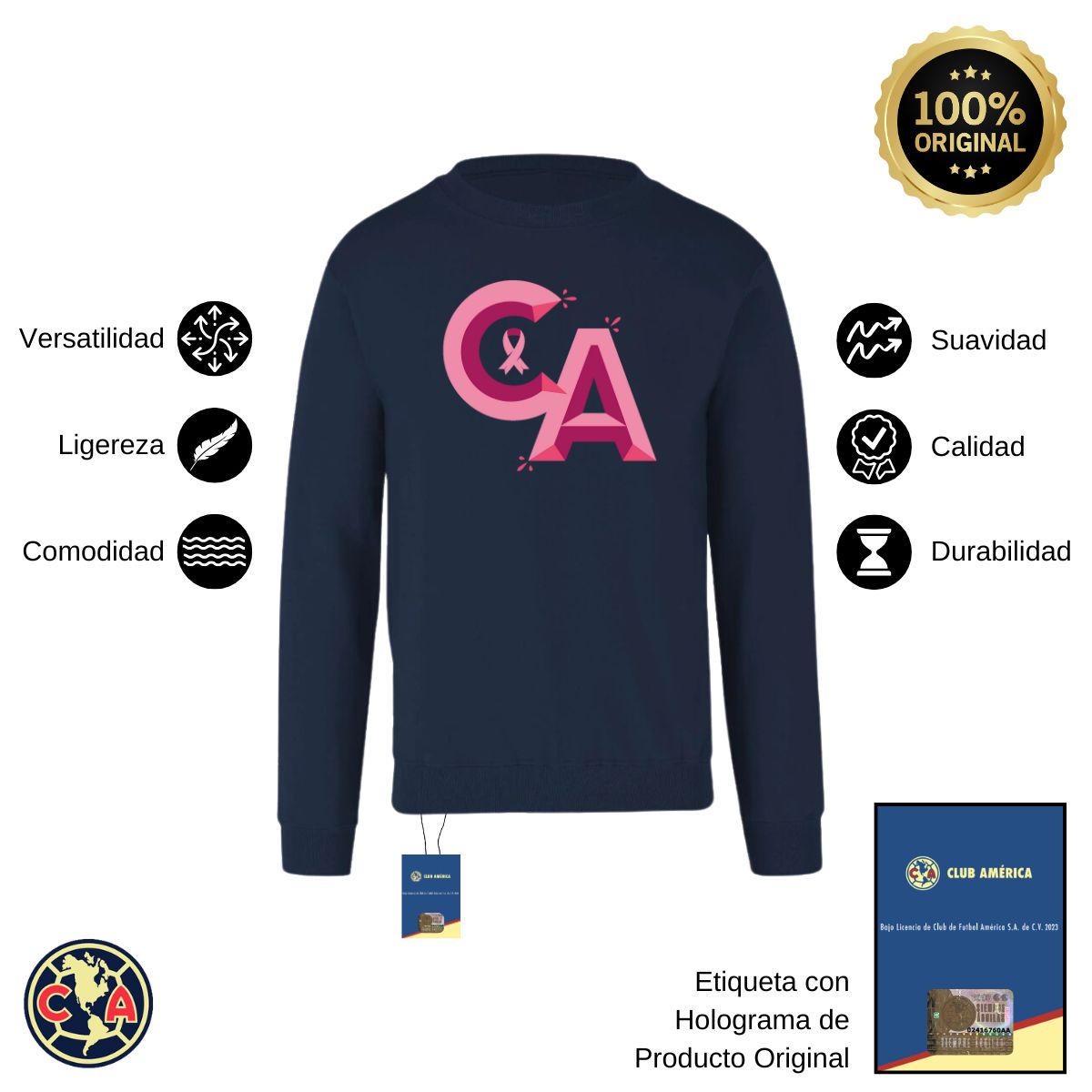 Sudadera Hombre América Mes Rosa