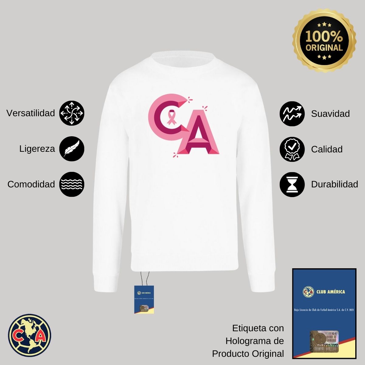 Sudadera Hombre América Mes Rosa