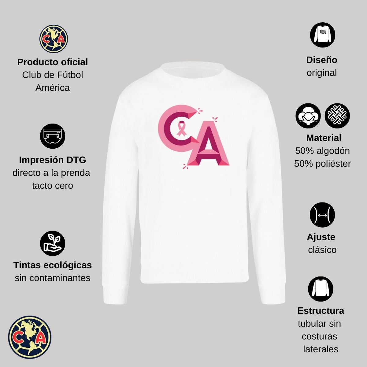 Sudadera Hombre América Mes Rosa