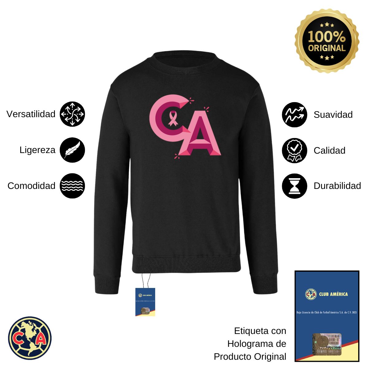 Sudadera Hombre América Mes Rosa