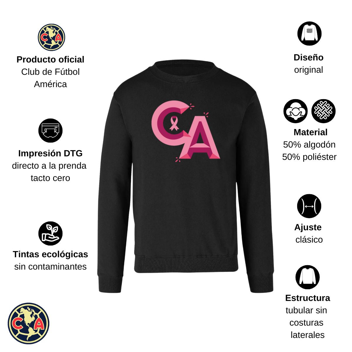 Sudadera Hombre América Mes Rosa