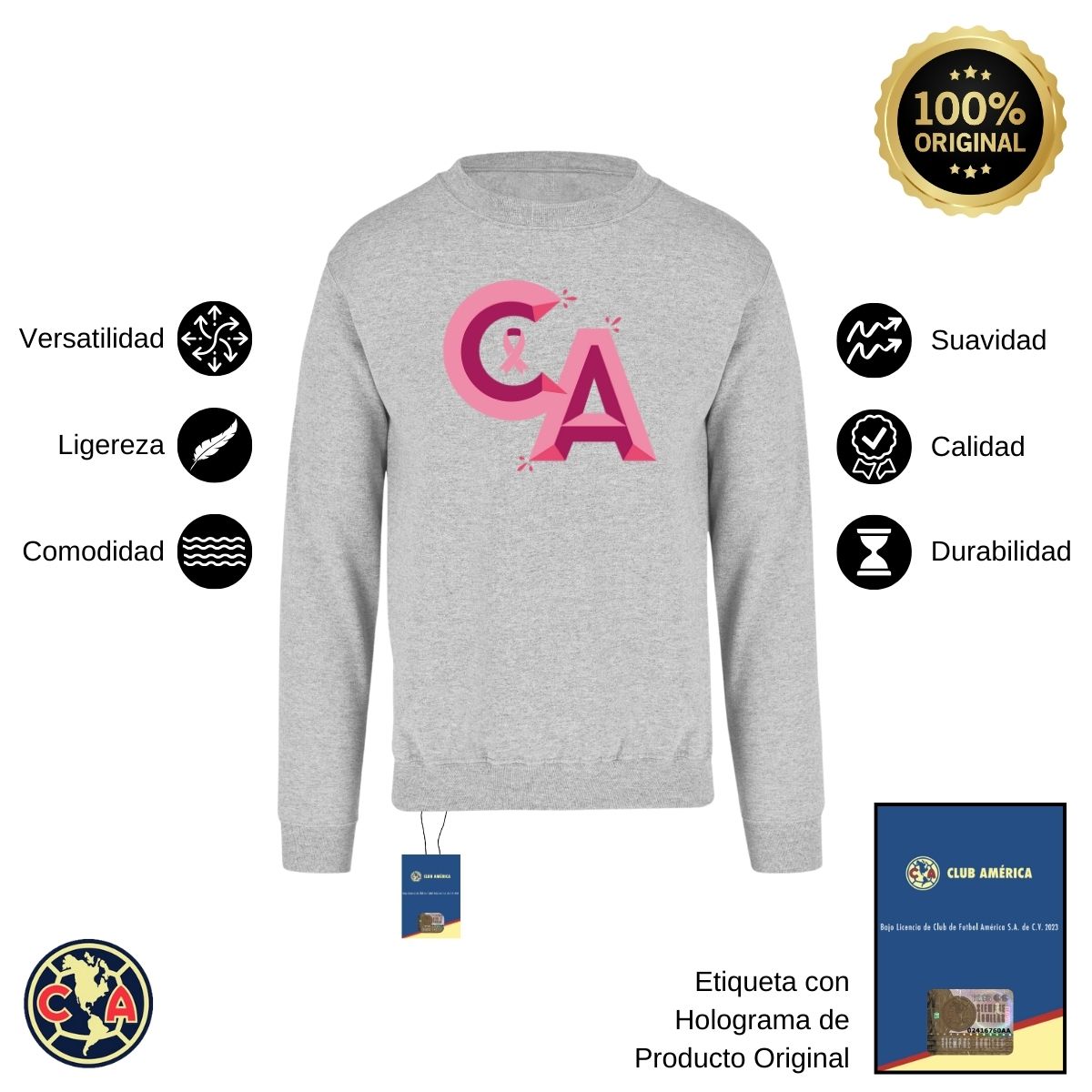 Sudadera Hombre América Mes Rosa