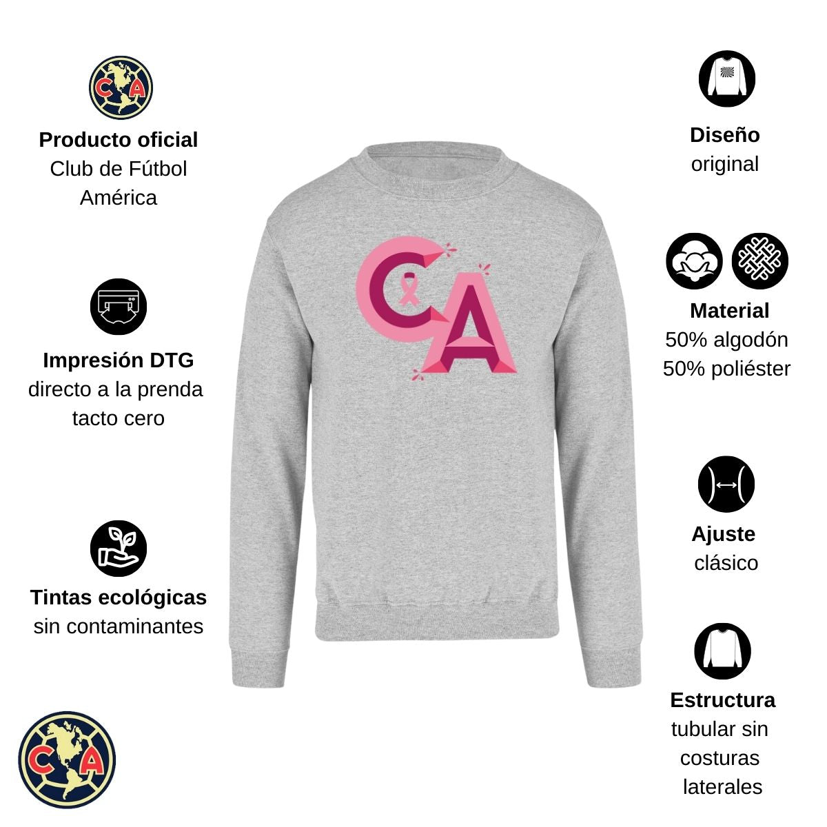 Sudadera Hombre América Mes Rosa