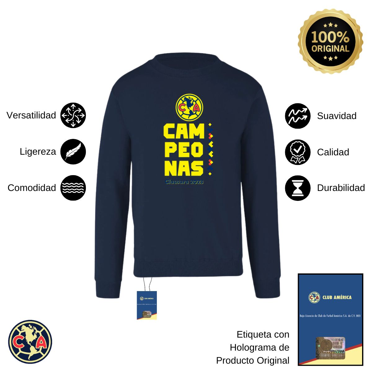 Sudadera Hombre América Campeonas Cl 2023