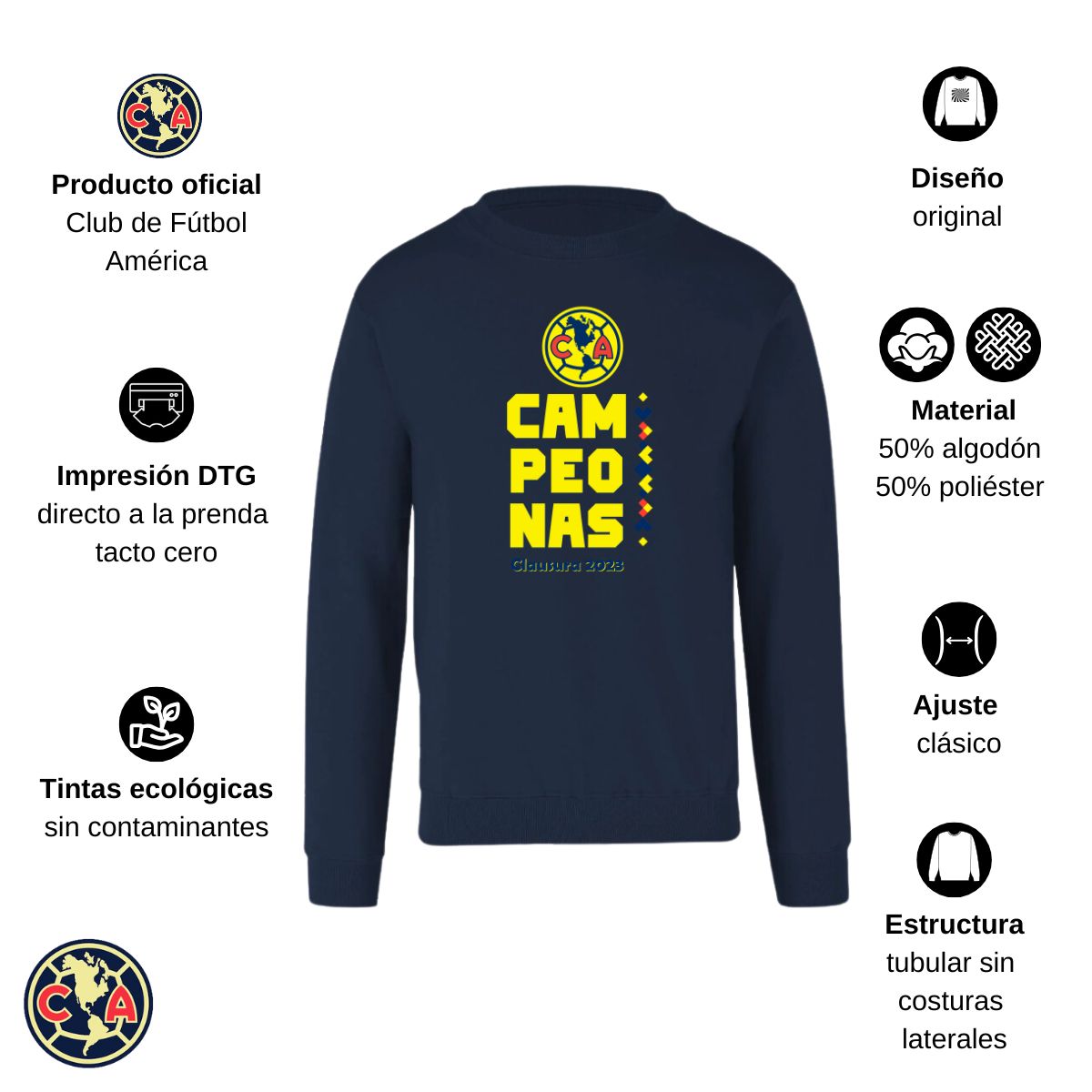 Sudadera Hombre América Campeonas Cl 2023