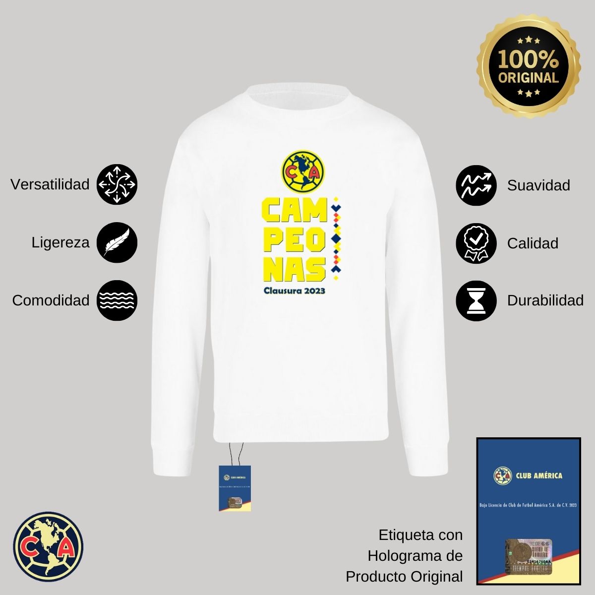 Sudadera Hombre América Campeonas Cl 2023