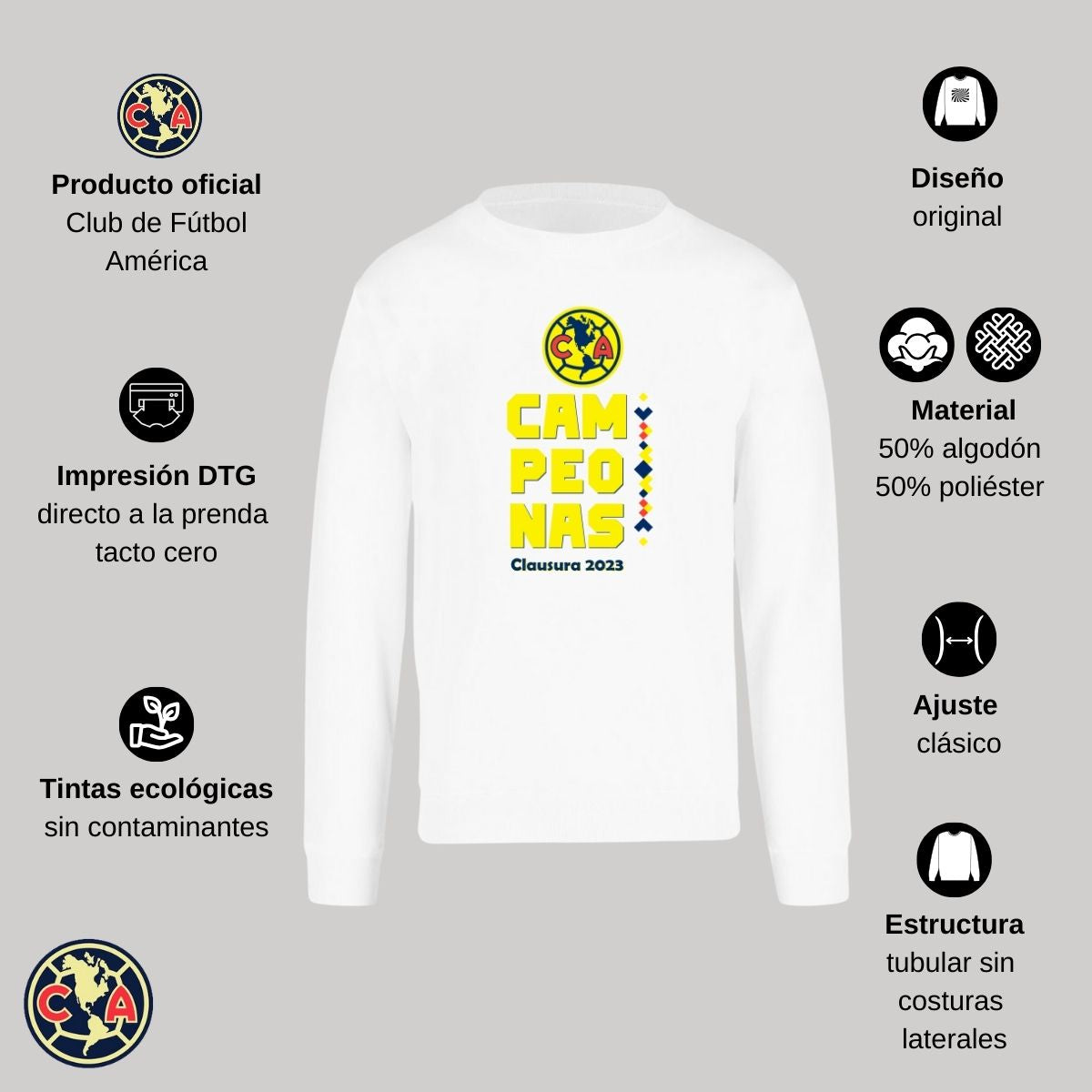 Sudadera Hombre América Campeonas Cl 2023