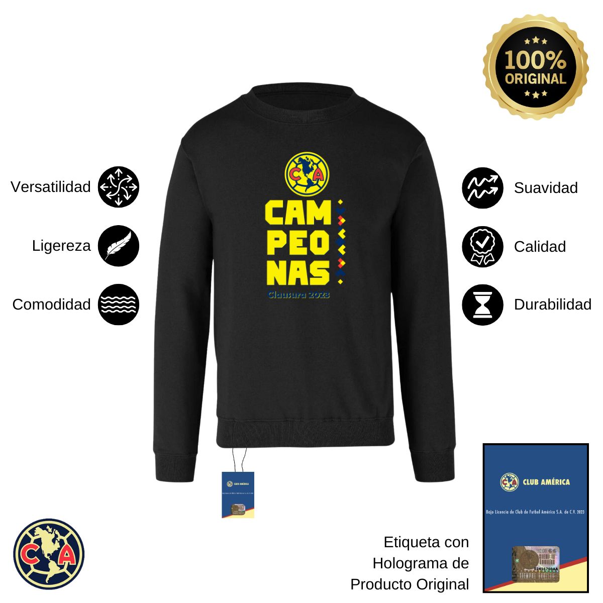 Sudadera Hombre América Campeonas Cl 2023